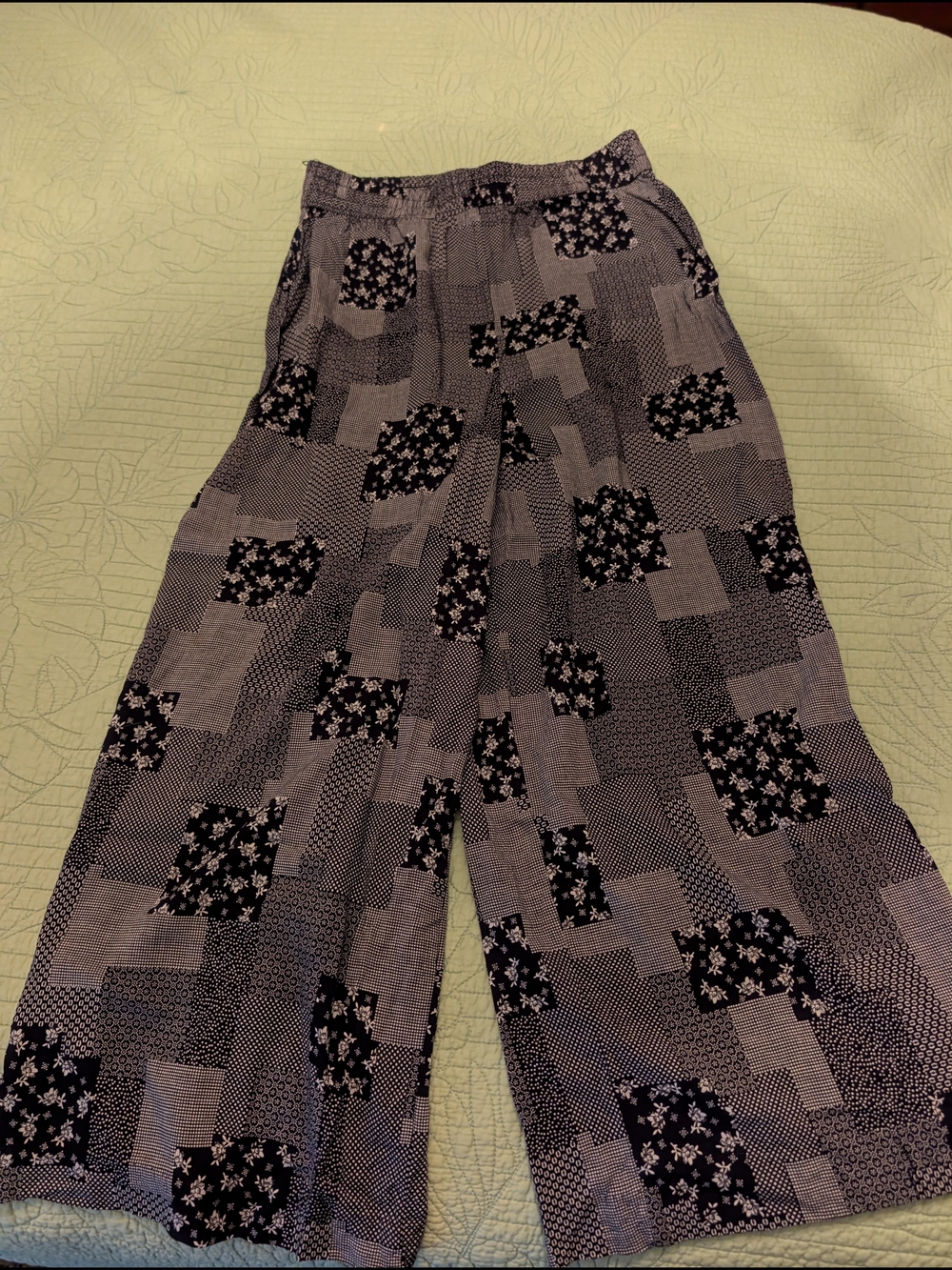 Laura Black & White Wide Leg Patchwork Pants